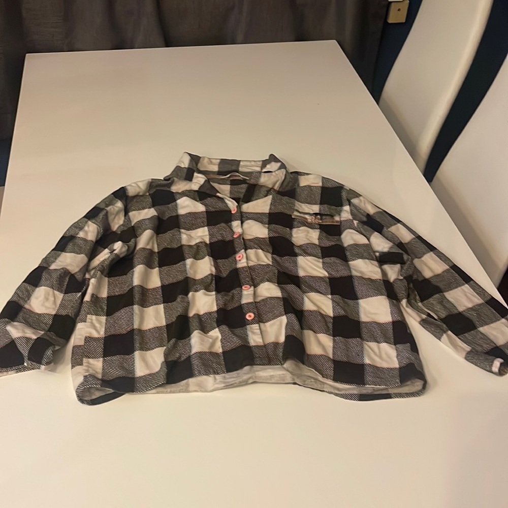 Secret Possessions, Large black and white flannel buttoned down shirt